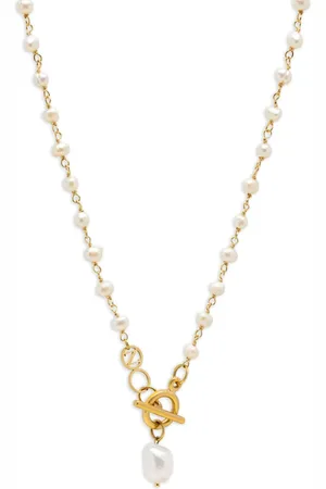 Nialaya Collar de cadena con dije de perla