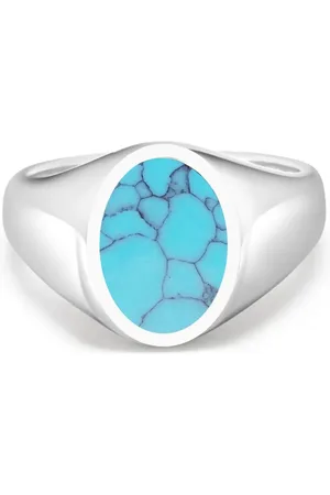 Nialaya Anillo de sello pulido con turquesa