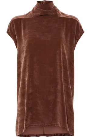 Rick Owens Top de terciopelo con cuello vuelto