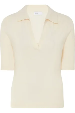 ROSETTA GETTY Playera tipo polo tejida con cuello abierto