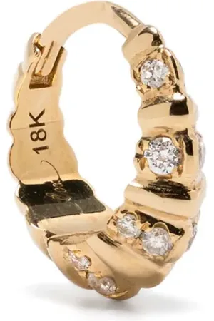 Lizzie Mandler Arete Crescent mini en oro amarillo de 18kt con diamante