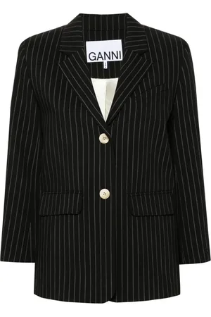 Ganni Blazer con rayas diplomáticas estampadas