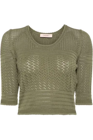 Twin-Set Top tejido de crochet con cuello redondo