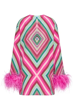 VALENTINO GARAVANI Vestido de seda con detalle de plumas