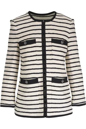 VERONICA BEARD Blazer sin cuello con motivo de rayas