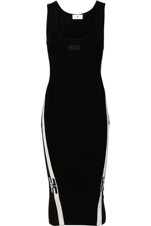 Elisabetta Franchi Vestido midi con logo bordado