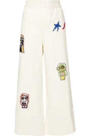 ALÉMAIS Pantalones con bordado players de x Michael Swaney