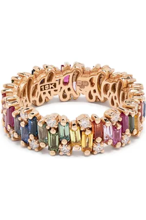 Suzanne Kalan Anillo Shimmer Alaia Rainbow en oro rosa de 18kt con zafiro