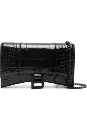 Balenciaga Cartera Hourglass con cocodrilo en reilieve