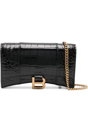 Balenciaga Cartera Hourglass con cocodrilo en reilieve