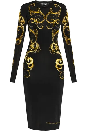 VERSACE Vestido midi con estampado Watercolour Couture