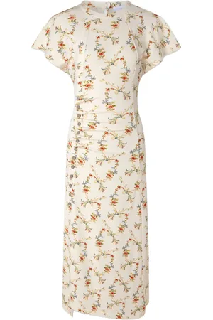 Paco rabanne Vestido midi con diseño fruncido y estampado floral