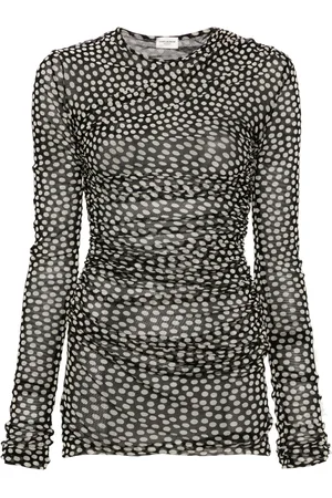 Saint Laurent Vestido corto de tul con diseño fruncido