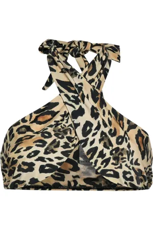 Nanushka Top de bikini con estampado de leopardo