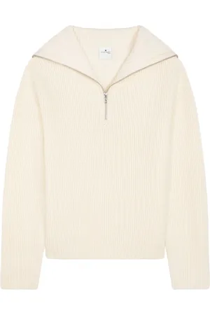 Courrèges Suéter tejido de canalé con capucha
