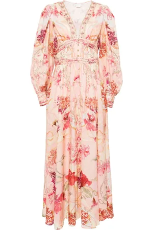 Camilla Vestido largo Blossoms and Brushstrokes