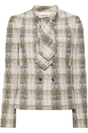CHANEL Chamarra de tweed con moño en el cuello 1998