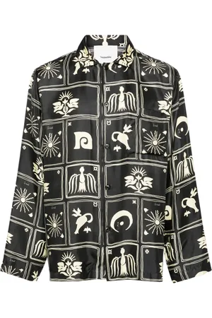 Nanushka Camisa de seda con estampado gráfico