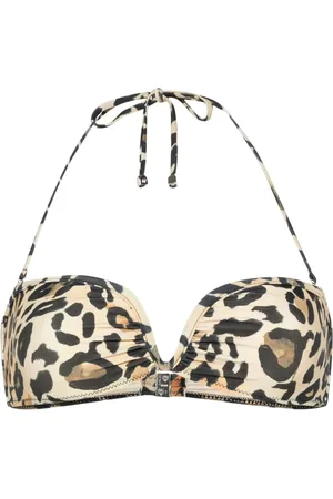 Nanushka Top de bikini con estampado de leopardo