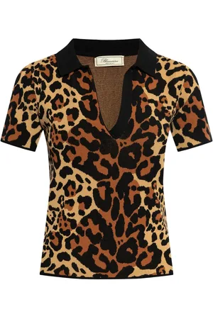 BLUMARINE Top tejido con estampado de leopardo