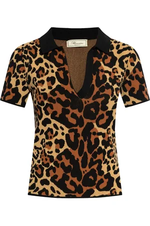 BLUMARINE Top tejido con estampado de leopardo
