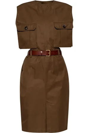 Saint Laurent Vestido midi con cinturón
