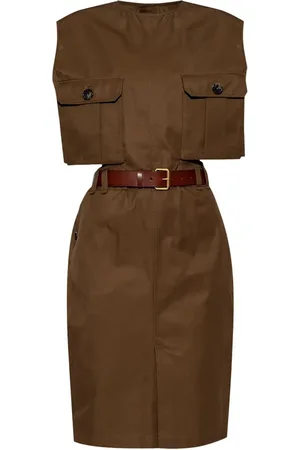 Saint Laurent Vestido midi con cinturón