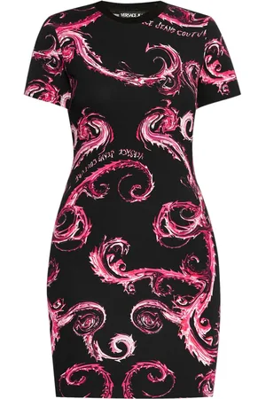VERSACE Vestido corto con estampado Chromo Couture