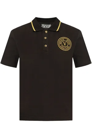 VERSACE Playera tipo polo con logo bordado