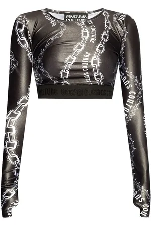 VERSACE Top corto con estampado gráfico