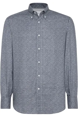 Brunello Cucinelli Camisa con estampado geométrico