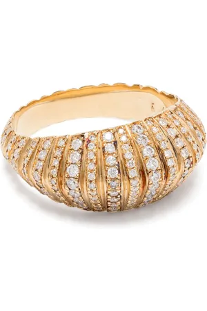 Lizzie Mandler Anillo XL Fluted Crescent en oro amarillo de 18kt con diamantes