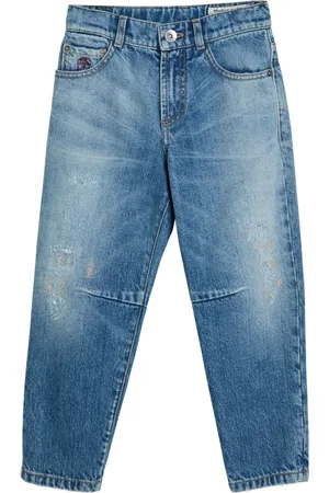Brunello Cucinelli Jeans rectos con detalles rasgados