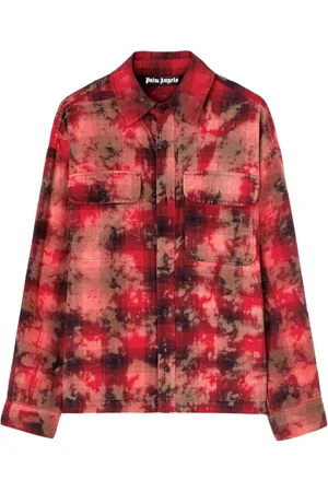 Palm Angels Camisa con motivo de cuadros y logo estampado
