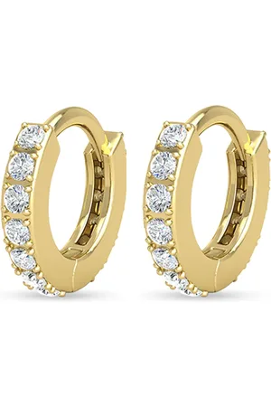 VEYNOU Arracadas Mini Huggies en oro amarillo de 14kt con diamante