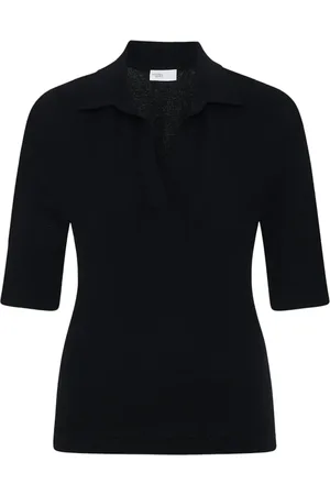 ROSETTA GETTY Playera tipo polo tejida con cuello abierto