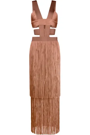 Hervé Léger Vestido sin mangas con detalle de flecos