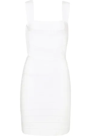 Hervé Léger Vestido corto con cuello cuadrado