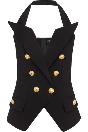 Balmain Top de vestir con doble botonadura y cuello halter