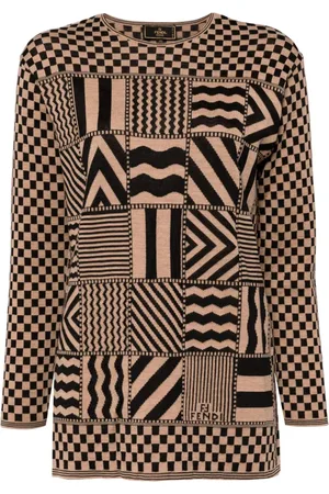 Fendi Suéter con motivo geométrico en intarsia 1990-2000
