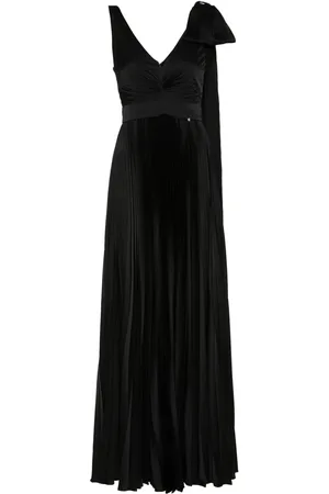 NISSA Vestido largo con diseño plisado y detalle de moño