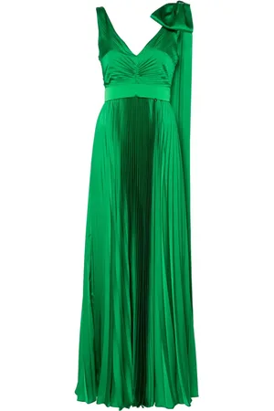 NISSA Vestido largo con diseño plisado y detalle de moño