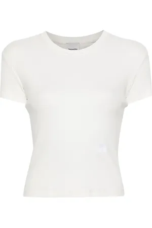 Nanushka Playera de canalé con logo bordado