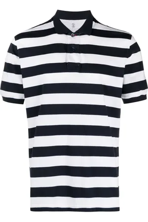 Brunello Cucinelli Playera tipo polo con rayas estampadas