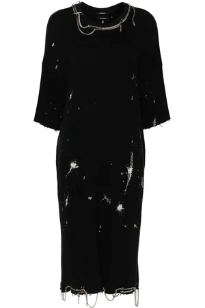 R13 Vestido midi con detalle de cadena