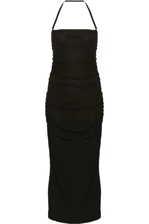 Nanushka Vestido midi con diseño fruncido y cuello halter