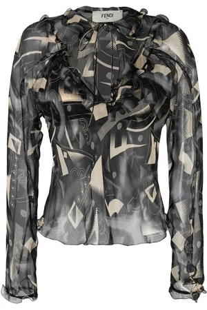 Fendi Blusa de seda con estampado gráfico