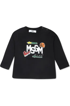 Msgm Playera manga larga con logo estampado