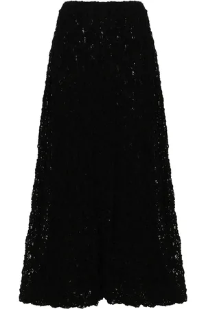 Jil Sander Falda midi con encaje bordado