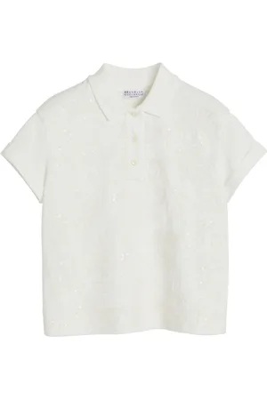 Brunello Cucinelli Playera tipo polo con diseño bordado